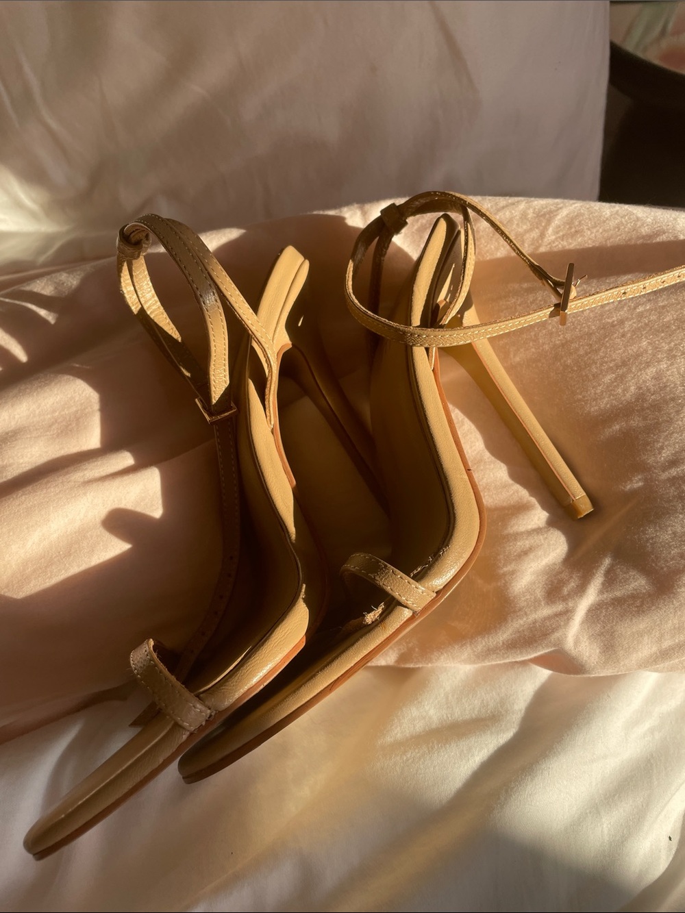 RAYE Brown Thin‑Strap Ankle Wrap nude Heels - Picture 11 of 14